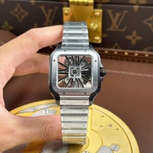 dong ho cartier santos replica 11 mat lo co vien den day kim loai 39 4.jpg