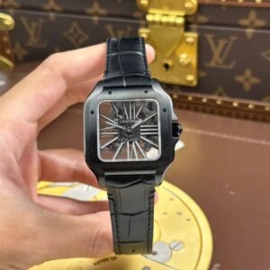 dong ho cartier santos replica 11 mat so lo co day da mau den 39 9.jpg