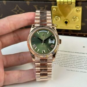 dong ho rolex day date rep 11 ma vang hong mat xanh la cay nang 186 grams xuong qf 40mm 12.jpg