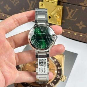 dong ho cartier ballon bleu che tac mat xanh la cay day kim loai xuong af 40mm 6.jpg