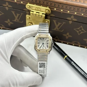 dong ho cartier de santos small rep 11 mat trang vien ma vang dinh da 27x34 1.jpg.webp