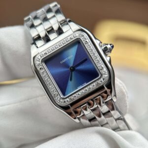 dong ho cartier panthere small model replica 11 nu mat xanh duong vien dinh da 23x30mm 8.jpg
