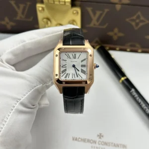 dong ho cartier replica 11 santos dumont mat trang bac vo ma vang hong 43.5x31 10.jpg.webp