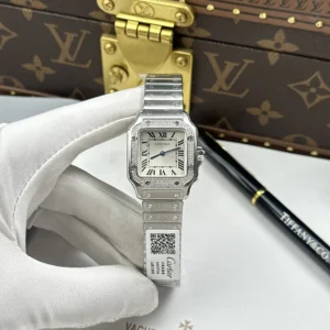 dong ho nu replica 11 cartier de santos small mat trang vien dinh da 27x34 1.jpg.webp