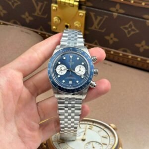tudor black bay chronograph replica 11 mat xanh blue day kim loai xuong zf 41mm 1.jpg